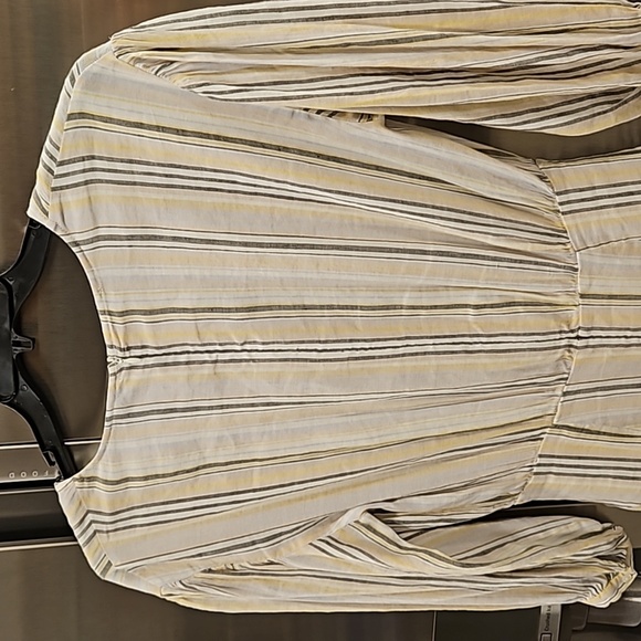 💕ATM💕 Asymmetric Striped Linen Viscose Blend Dress ~ Ivory Multi-Color Print 6 - Picture 13 of 15